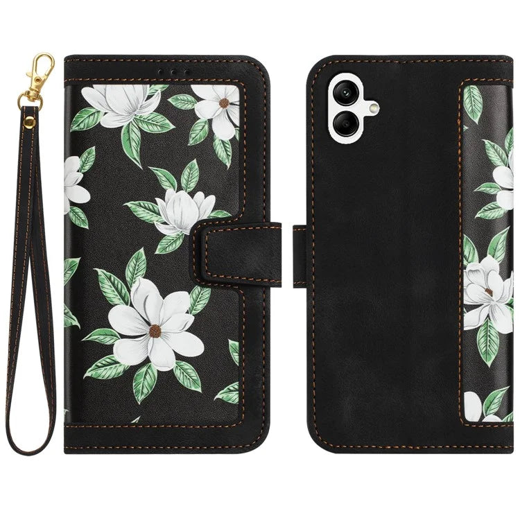 For Samsung Galaxy A06 Case PU Leather Floral Phone Cover with Card Slots