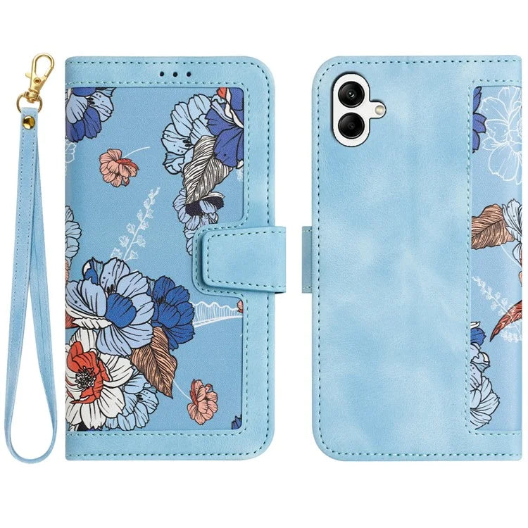 For Samsung Galaxy A06 Case PU Leather Floral Phone Cover with Card Slots