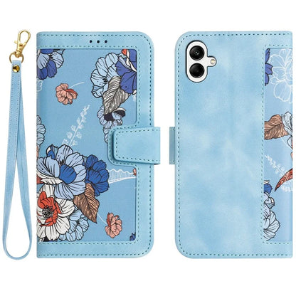 For Samsung Galaxy A06 Case PU Leather Floral Phone Cover with Card Slots