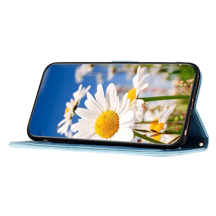 For Samsung Galaxy A06 Case PU Leather Floral Phone Cover with Card Slots