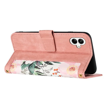 For Samsung Galaxy A06 Case PU Leather Floral Phone Cover with Card Slots