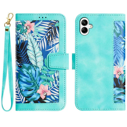 For Samsung Galaxy A06 Case PU Leather Floral Phone Cover with Card Slots