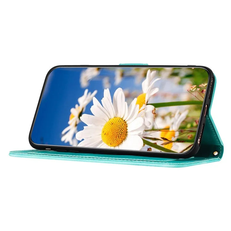For Samsung Galaxy A06 Case PU Leather Floral Phone Cover with Card Slots