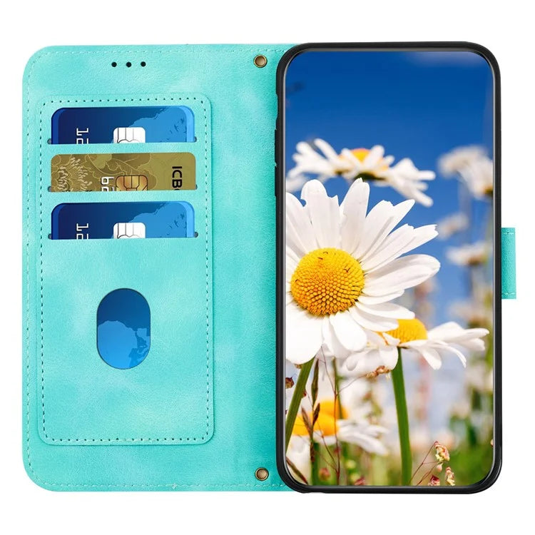 For Samsung Galaxy A06 Case PU Leather Floral Phone Cover with Card Slots