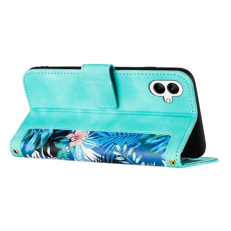 For Samsung Galaxy A06 Case PU Leather Floral Phone Cover with Card Slots