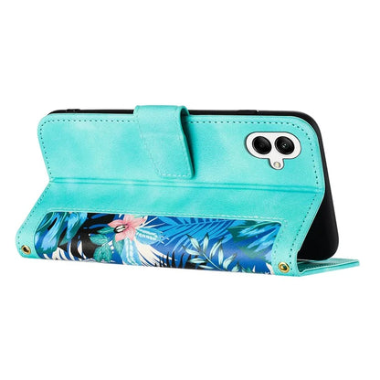 For Samsung Galaxy A06 Case PU Leather Floral Phone Cover with Card Slots