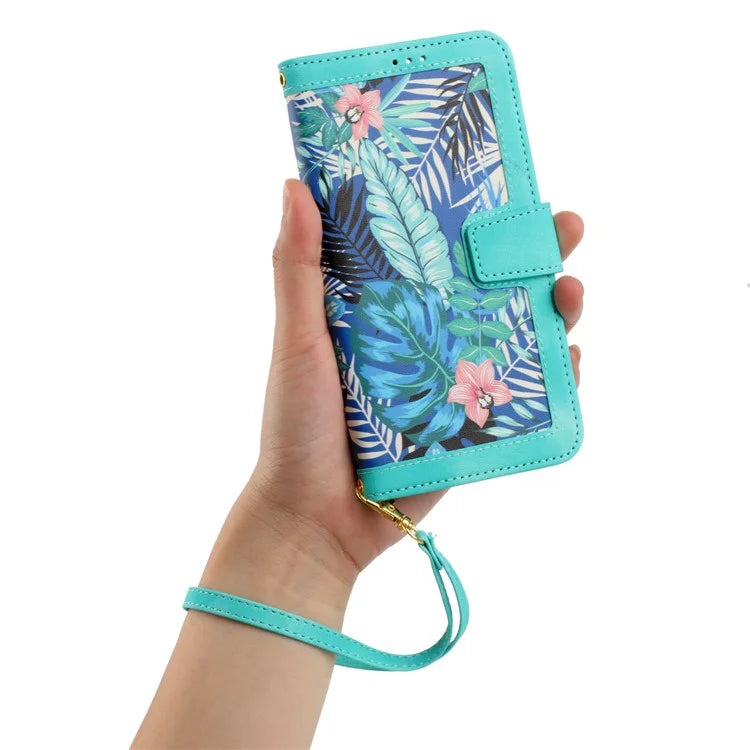 For Samsung Galaxy A06 Case PU Leather Floral Phone Cover with Card Slots