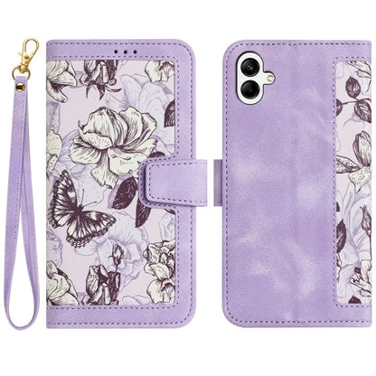For Samsung Galaxy A06 Case PU Leather Floral Phone Cover with Card Slots