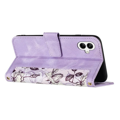 For Samsung Galaxy A06 Case PU Leather Floral Phone Cover with Card Slots