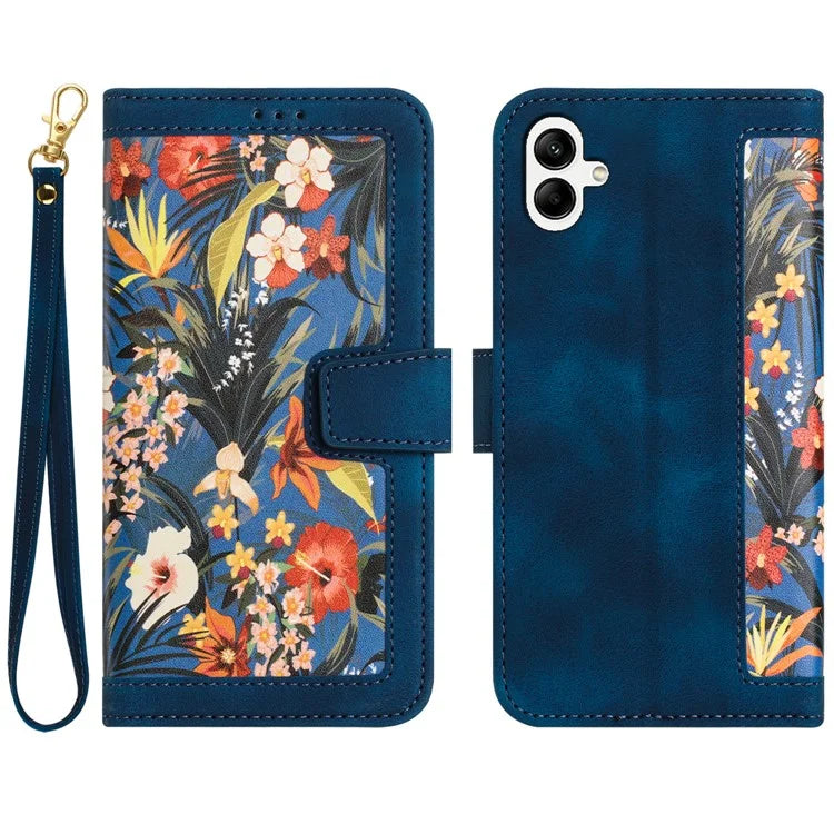 For Samsung Galaxy A06 Case PU Leather Floral Phone Cover with Card Slots