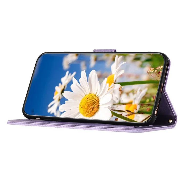 For Samsung Galaxy S24 FE Case PU Leather Floral Phone Cover with Card Slots