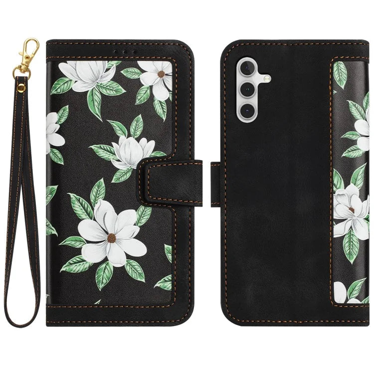 For Samsung Galaxy S24 FE Case PU Leather Floral Phone Cover with Card Slots