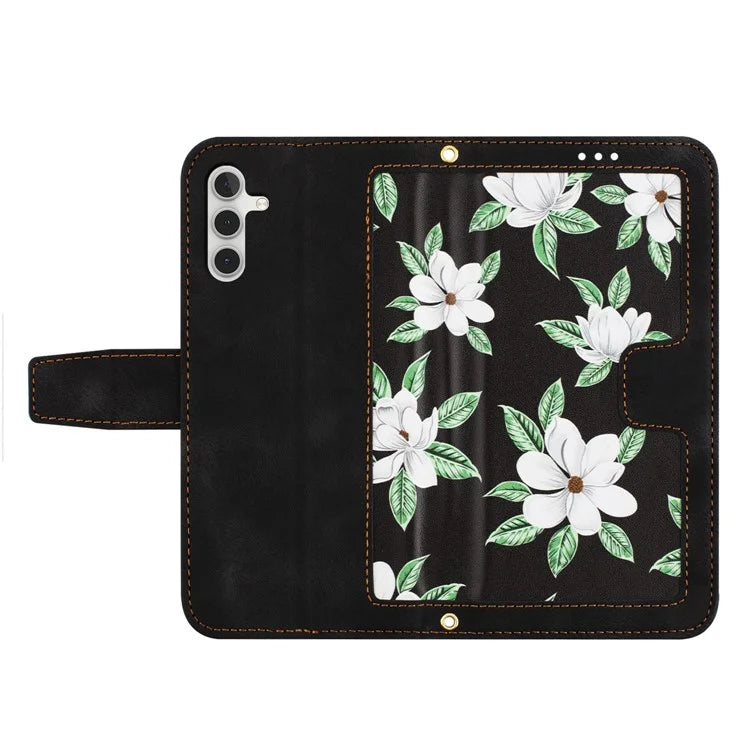 For Samsung Galaxy S24 FE Case PU Leather Floral Phone Cover with Card Slots
