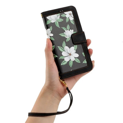 For Samsung Galaxy S24 FE Case PU Leather Floral Phone Cover with Card Slots
