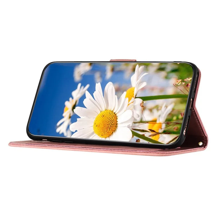 For Samsung Galaxy S24 FE Case PU Leather Floral Phone Cover with Card Slots