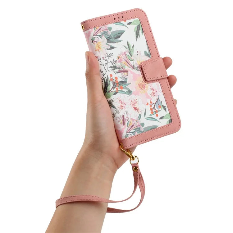 For Samsung Galaxy S24 FE Case PU Leather Floral Phone Cover with Card Slots