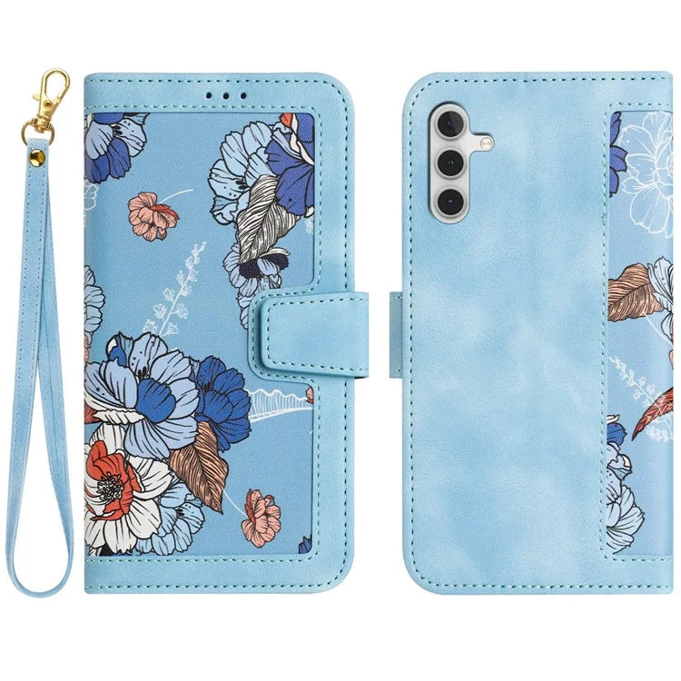 For Samsung Galaxy S24 FE Case PU Leather Floral Phone Cover with Card Slots