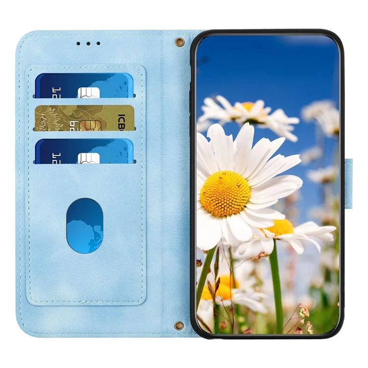 For Samsung Galaxy S24 FE Case PU Leather Floral Phone Cover with Card Slots