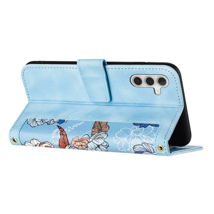 For Samsung Galaxy S24 FE Case PU Leather Floral Phone Cover with Card Slots