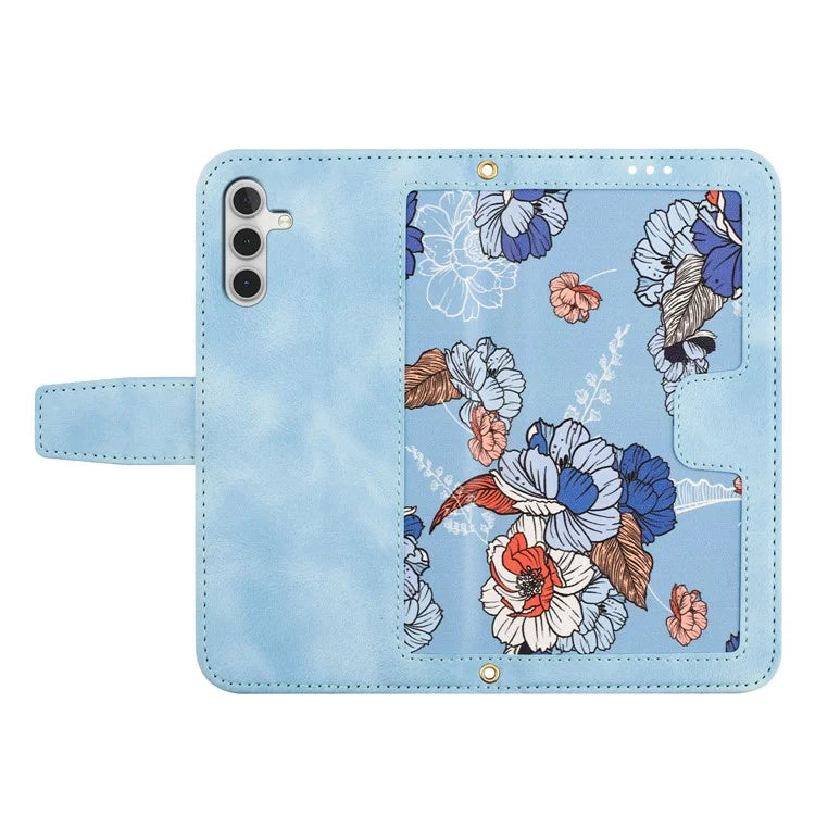 For Samsung Galaxy S24 FE Case PU Leather Floral Phone Cover with Card Slots