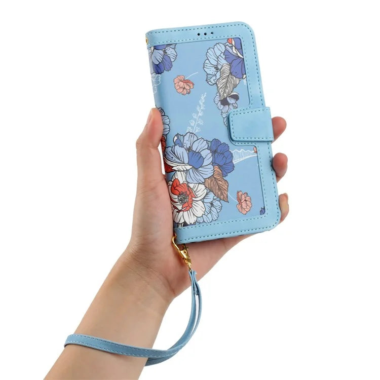 For Samsung Galaxy S24 FE Case PU Leather Floral Phone Cover with Card Slots