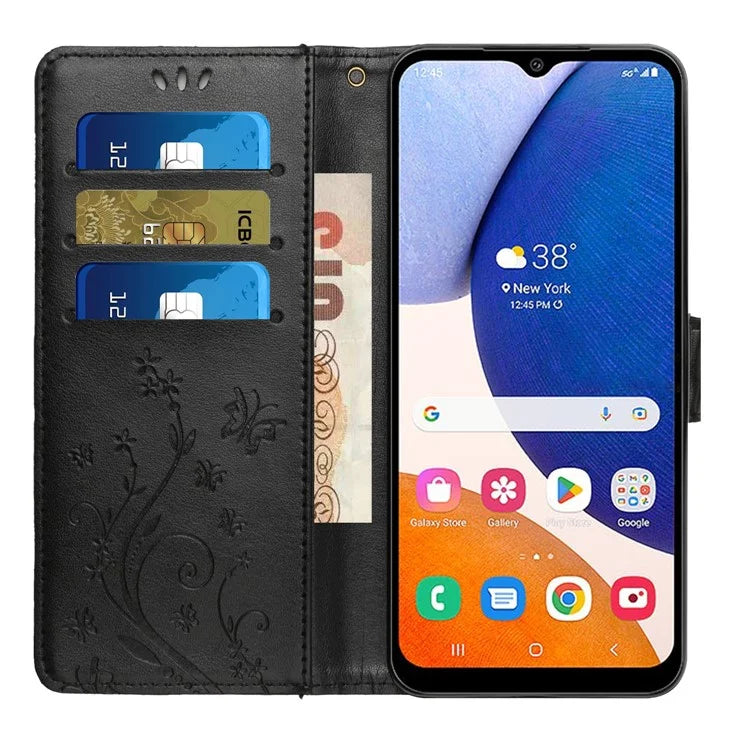 For Samsung Galaxy S24 FE Case PU Leather Phone Wallet Cover with Strap