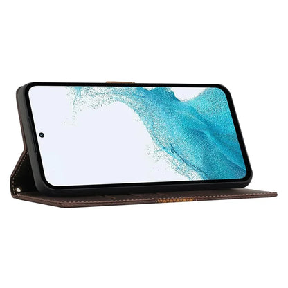 For Samsung Galaxy S24 FE Leather Case Grid Splicing Stand Wallet Phone Cover