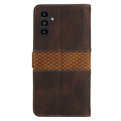 For Samsung Galaxy S24 FE Leather Case Grid Splicing Stand Wallet Phone Cover