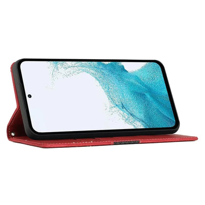 For Samsung Galaxy S24 FE Leather Case Grid Splicing Stand Wallet Phone Cover