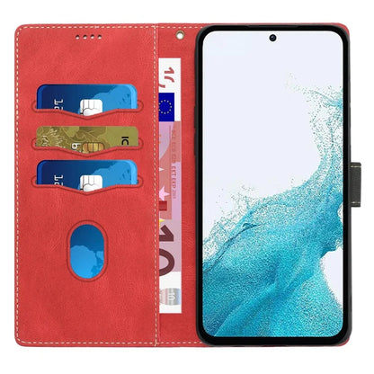 For Samsung Galaxy S24 FE Leather Case Grid Splicing Stand Wallet Phone Cover