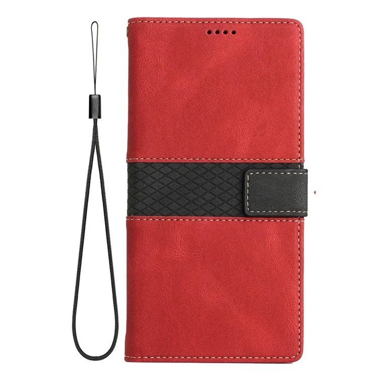 For Samsung Galaxy S24 FE Leather Case Grid Splicing Stand Wallet Phone Cover