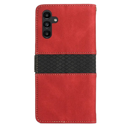 For Samsung Galaxy S24 FE Leather Case Grid Splicing Stand Wallet Phone Cover