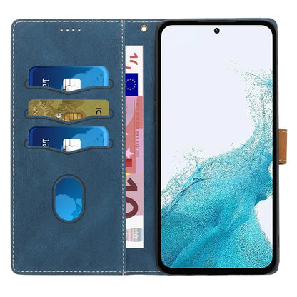 For Samsung Galaxy S24 FE Leather Case Grid Splicing Stand Wallet Phone Cover