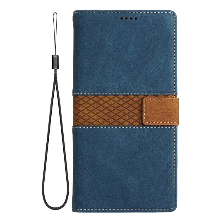 For Samsung Galaxy S24 FE Leather Case Grid Splicing Stand Wallet Phone Cover
