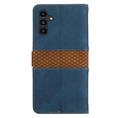For Samsung Galaxy S24 FE Leather Case Grid Splicing Stand Wallet Phone Cover