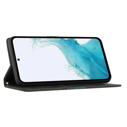 For Samsung Galaxy S24 FE Leather Case Grid Splicing Stand Wallet Phone Cover