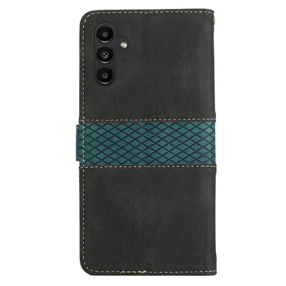 For Samsung Galaxy S24 FE Leather Case Grid Splicing Stand Wallet Phone Cover