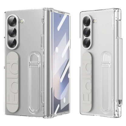For Samsung Galaxy Z Fold6 5G Case Kickstand Wristband PC Phone Cover with Tempered Glass Film