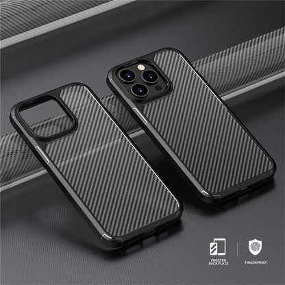 For iPhone 15 Pro Case Carbon Fiber Texture Anti-Scratch TPU+PC Back Cover