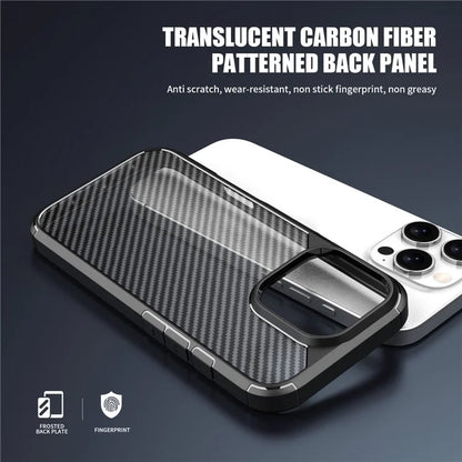 For iPhone 16 Pro Case Carbon Fiber Texture Anti-Scratch TPU+PC Back Cover