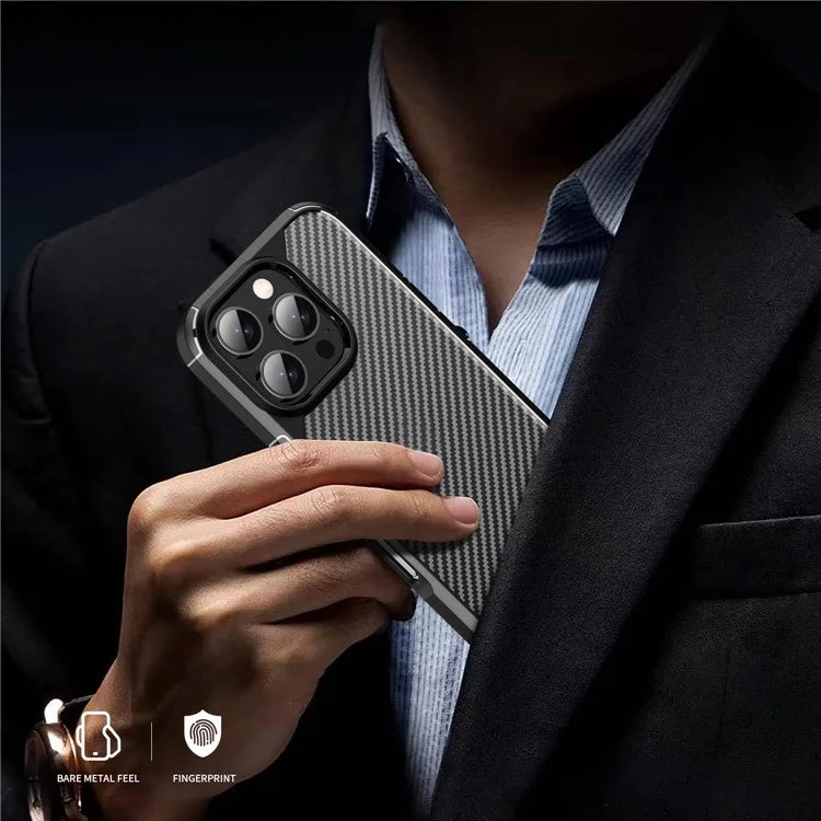 For iPhone 16 Pro Case Carbon Fiber Texture Anti-Scratch TPU+PC Back Cover
