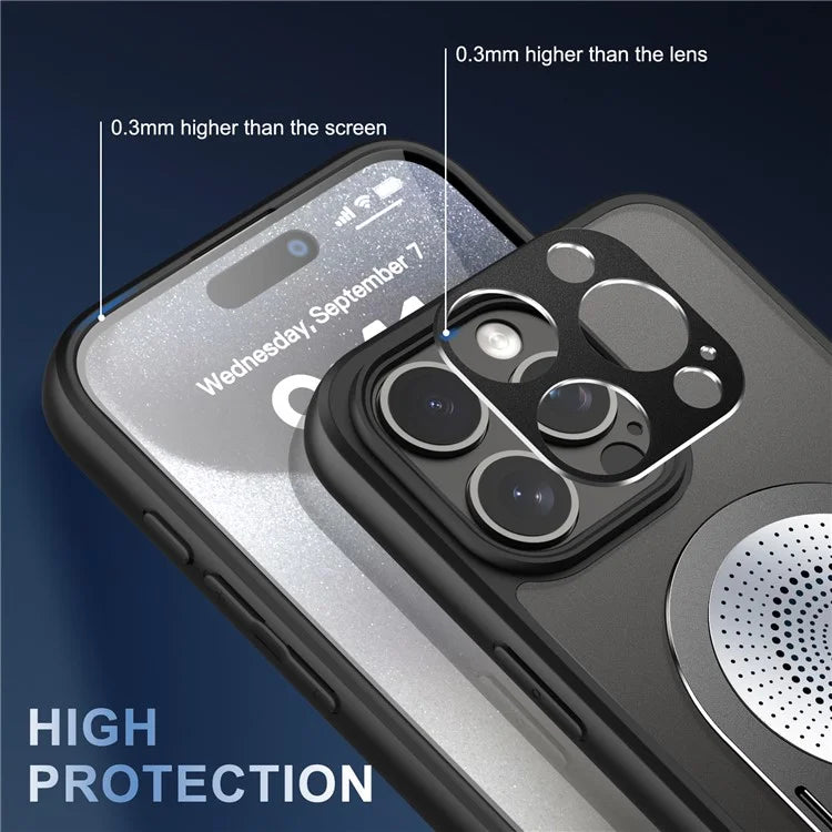 For iPhone 16 Pro Case Kickstand Silicone+PC Phone Cover Graphene Heat Dissipation