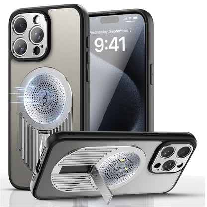 For iPhone 16 Pro Case Kickstand Silicone+PC Phone Cover Graphene Heat Dissipation