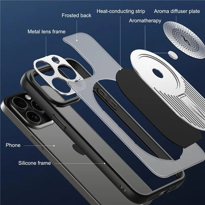 For iPhone 16 Pro Case Kickstand Silicone+PC Phone Cover Graphene Heat Dissipation
