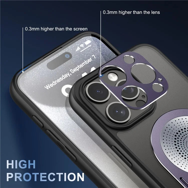For iPhone 16 Pro Case Kickstand Silicone+PC Phone Cover Graphene Heat Dissipation