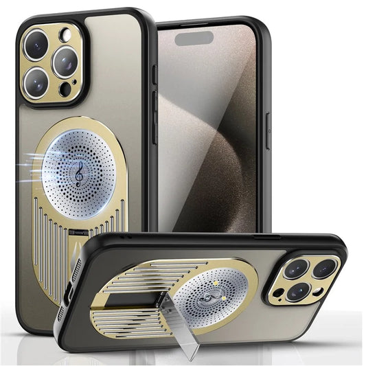 For iPhone 16 Pro Max Case Kickstand Silicone+PC Phone Cover Graphene Heat Dissipation