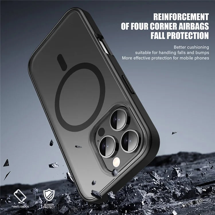 For iPhone 16 Pro Max Case Matte PC+TPU Phone Cover Compatible with MagSafe