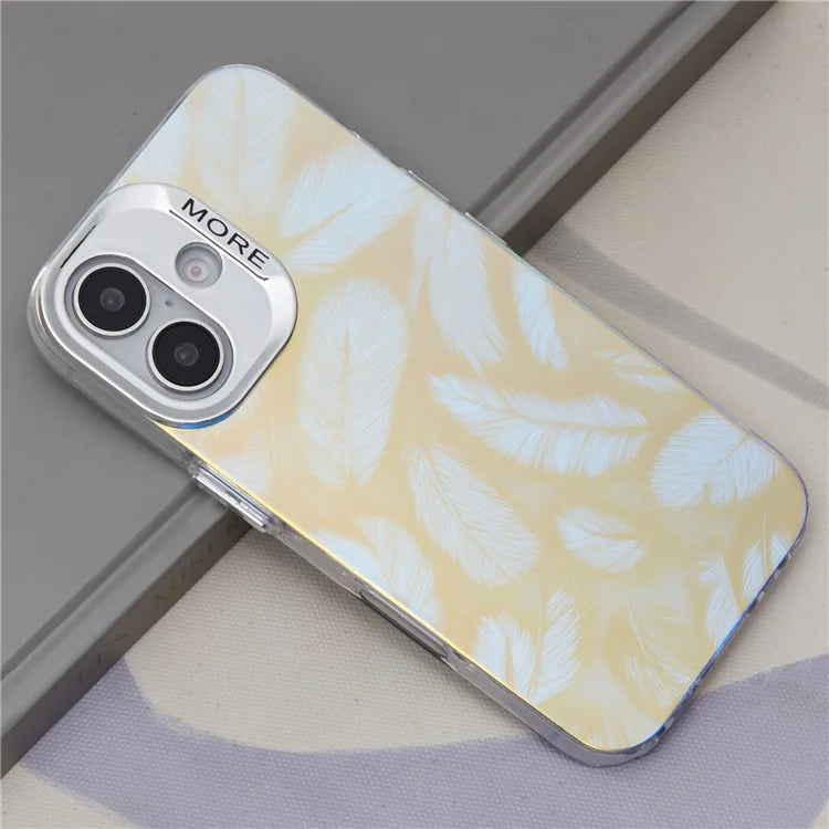 For iPhone 16 Plus Case Silicone+PC IMD Laser Texture Matte Phone Cover