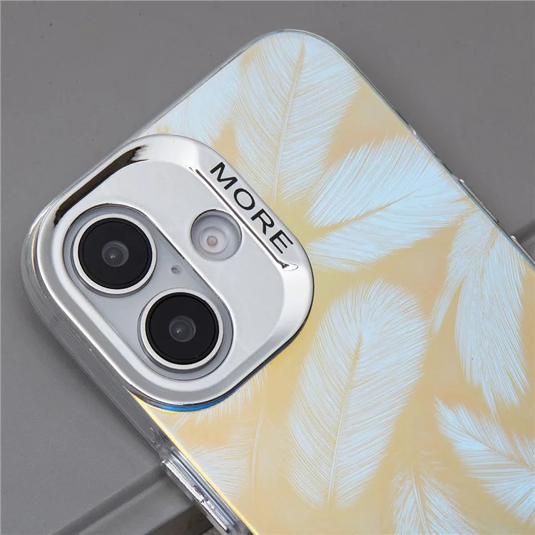 For iPhone 16 Plus Case Silicone+PC IMD Laser Texture Matte Phone Cover