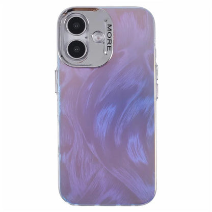For iPhone 16 Plus Case Silicone+PC IMD Laser Texture Matte Phone Cover